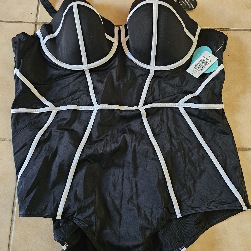 Torrid Black and White Swimsuit